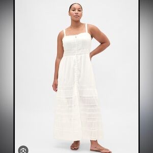 NWT - GAP Soft Cotton Voile Lace-Trim Off White Maxi Dress - Size XL Tall